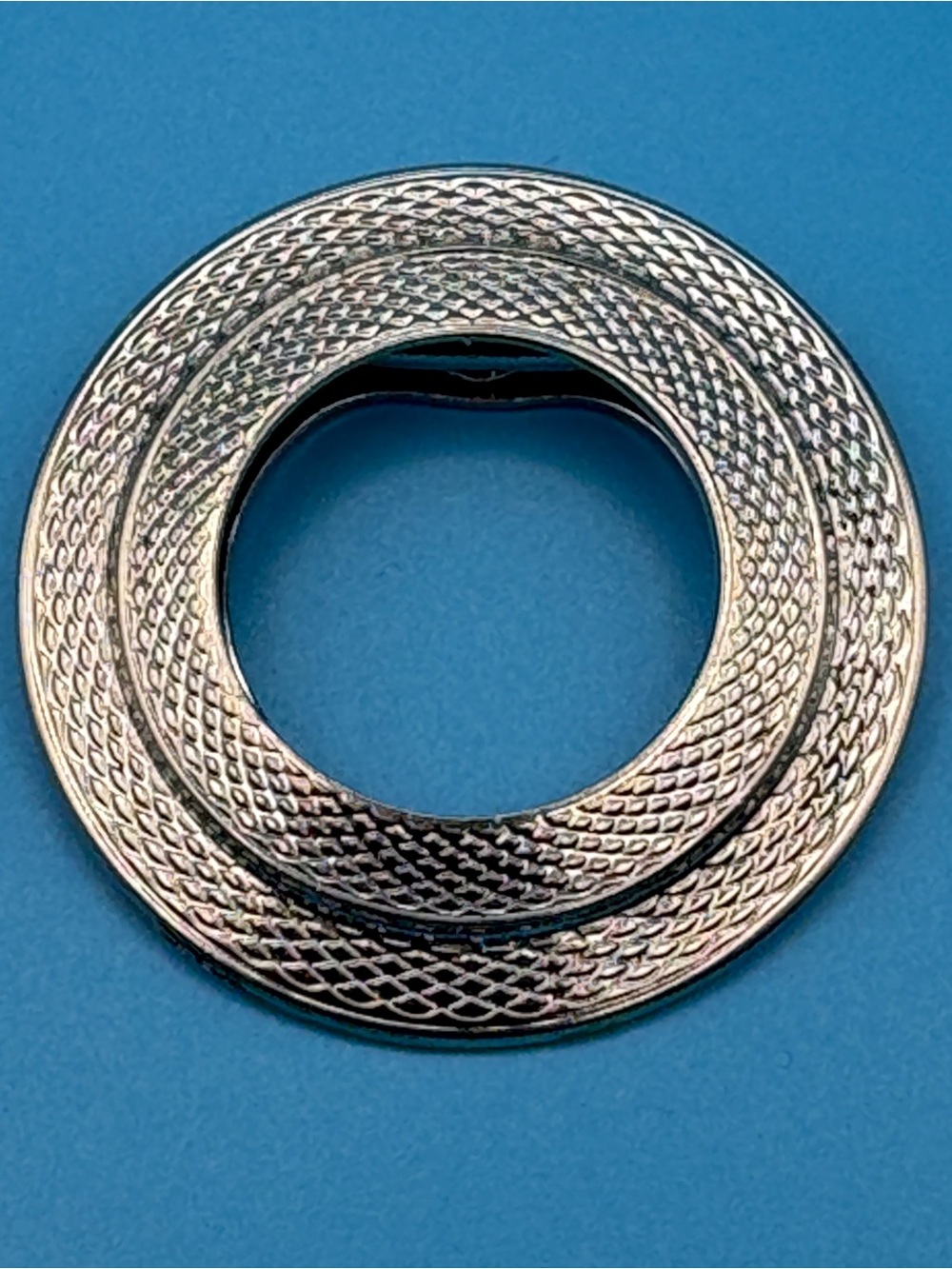 Silver Textured Round Slide Scarf Clip  for Women